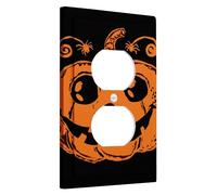 Halloween Pumpkin Light Switch Cover Plates/Outlet Covers,Orange and Black Jack-o'-lantern for Halloween Decor, Thermoplastic Wall Plates,Standard Size Single Duplex Outlet