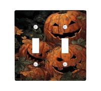 Halloween Pumpkin Light Switch Cover Plates/Outlet Covers, Orange Jack-O-Lanterns for Fall Decor, Thermoplastic Wall Plates, Standard Size Double Toggle