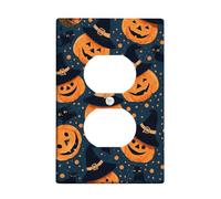 Halloween Pumpkin Light Switch Cover Plates/Outlet Covers, Orange Jack-O'-Lanterns for Festive Decor, Thermoplastic Wall Plates, Standard Size Single Duplex Outlet