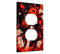 Halloween Pumpkin Light Switch Cover Plates/Outlet Covers, Spooky Fall Jack-o’-Lantern for Home Decor, Thermoplastic Wall Plates, Standard Size Single Duplex Outlet