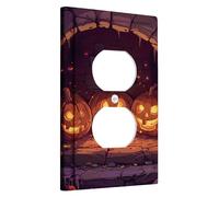Halloween Pumpkin Light Switch Cover Plates/Outlet Covers, Warm Orange Fall Decor for Wall Accents, Thermoplastic Wall Plates, Standard Size Single Duplex Outlet