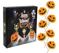 Halloween Pumpkin Lollipop Candy, Spooky Candy, Great for Halloween Goodie Bag Fillers, Individually Wrapped (Pack of 12)