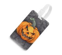 Halloween Pumpkin Luggage Tags with ID Card, Durable Travel Bag Tags, Waterproof Name Tag for Suitcases, Backpacks & Travel Cases White-Style