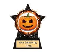 Halloween Pumpkin Mini Star Black & Gold Resin Halloween Trophy Award 90mm Halloween Trick or Treat Free Engraving-TS90BK-JJ
