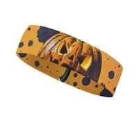 Halloween Pumpkin Monster Sports Sweatband 15" Polyester Hairband Absorbent Quick-Dry Headband for Running, Yoga