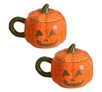 Halloween Pumpkin Mug,Pumpkin Ceramic Coffee Mug,Cute Orange Ceramic M-UG with Smiling Pumpkin Face,Halloween Decoration Funny Coffee Cup,for Fall H-alloween Party Home Decor