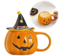Halloween Pumpkin Mug Set 14 oz - Cute Spooky Ceramic Coffee Mugs for Fall Halloween Party, Festive Home Decor, Hot Coffee Tea Chocolate Cups