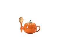 星姿 Halloween Pumpkin Mugs, Pumpkin-Shaped Coffee Mug, Ceramic Halloween Coffee Mug and Milk jug, with Silicone Thumb pad, Ideal for Autumn Gifts (10cm,A)