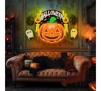 Halloween Pumpkin Neon Sign, Custom Happy Halloween LED Neon Light, Store Home Wall Decor Bar Party