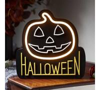 Halloween Pumpkin Neon Sign Plaque Garden Greatness Orange 1 Pack