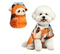 Halloween Pumpkin Panda S Pet Hawaiian Shirt for Small Dogs-Cute Summer Beach Outfit for Puppy, Soft Breathable Cat Clothes with Buttons