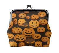 Halloween Pumpkin Patterns Full Double-Sided Printed Pattern Women's and Girls' Fashionable Leather Kiss Lock Coin Purse Card Bag