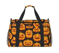 Halloween Pumpkin Patterns Hand Travel Bag - Large Reusable Shopping Tote Bag, Perfect for Outdoor Activities, Sports, Camping & Groceries, Black, One Size