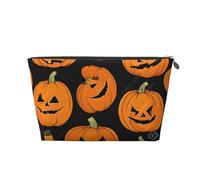 Halloween Pumpkin Patterns Leather Travel Wash Bag, A Fashionable and Practical Makeup Organizer