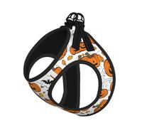 Halloween Pumpkin Patterns Print Adjustable Reflective Harness Leash Set For Cats, Dogs And Small Pets, Soft Breathable Mesh Walking Vest With Escape-Proof Lead