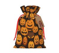 Halloween Pumpkin Patterns -Print Burlap Drawstring Bags - Eco-Friendly Reusable Pouches For Wedding Favors, Christmas & Birthday Presents.