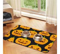 Halloween Pumpkin Patterns print Cats Pet Bowl Placemat Pet Feeding Mats for Dogs, Non-Slip PU Leather Tablecloth for Pets
