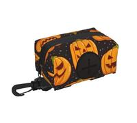 Halloween Pumpkin Patterns print Dog Poop Bag Holder Doggie Waste Bag Dispenser Small Doggy Zipper Pouch with Carabiner Clip