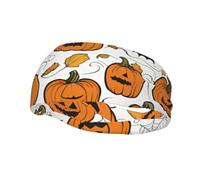 Halloween Pumpkin Patterns Print Fashion Elastic Sports Headband Unisex High Absorption Sweat Band Hair Band For Running, Fitness, Tennis & Outdoor Activities