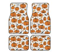 Halloween Pumpkin Patterns Print Floor Mat For Car Rubber Anti-Slip Carpets Cushion All Weather Heavy Dust Car Floor Mats For Front & Rear-4 Piece Set