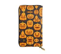 Halloween Pumpkin Patterns Print Leather Long Clutch Wallet – Fashionable Personalized Wallet, Multiple Card Slots, Gift Ready, Black, One Size