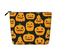 Halloween Pumpkin Patterns Print Makeup Bag for Women,Portable Cosmetic Bag Toiletry Bag, Capacious Travel Makeup Organizer