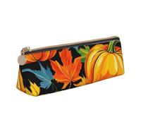 Halloween Pumpkin Patterns Print Triangular Pencil Case Stationery Organizer Pouch Daily Travel Office Accessory