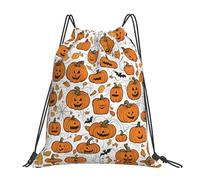 Halloween Pumpkin Patterns Print Unisex Gym Sack Waterproof Pe Bag Lightweight String Backpack For Holidays Football Picnic