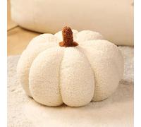 Halloween Pumpkin Pillow - Soft Plush Throw Pillow for Autumn & Fall Decor, Cute Halloween Thanksgiving Bedroom Decorations, Squishy Hugging Cushion for Kids & Adults (White, 23CM)
