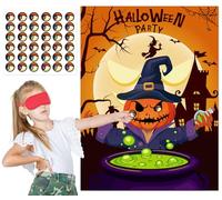 Halloween Pumpkin Pin Game, Pin The Eye on The Pumpkin Party Game for Kids and Adults, Fun Halloween Party Games and Supplies for Classroom, Family, and Trick or Treat Activities Party Decoration