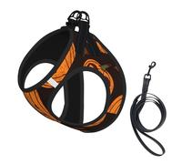 Halloween Pumpkin Print Adjustable Harness Leash Set For Cats And Dogs, Soft Breathable Kitten Puppy Mesh Vest With Reflective Design, Escape-Proof Lead For Small Pets Walking Training