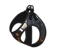 Halloween Pumpkin Print Adjustable Reflective Harness Leash Set For Cats, Dogs And Small Pets, Soft Breathable Mesh Walking Vest With Escape-Proof Lead