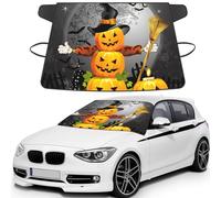 Halloween Pumpkin Print Automotive Windshield Frost Cover Protector For Winter Use, Ice Snow Protector Covers For Car