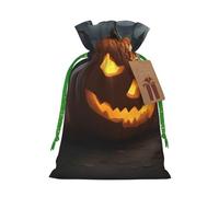 Halloween Pumpkin print Drawstring Gift Bag for Wedding Party Birthday Unique Present Bag Reusable Canvas Bag,1 Piece M