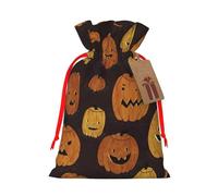 Halloween Pumpkin print Drawstring Gift Bag for Wedding Party Birthday Unique Present Bag Reusable Canvas Bag,1 Piece S