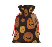 Halloween Pumpkin print Drawstring Gift Bag for Wedding Party Birthday Unique Present Bag Reusable Canvas Bag,1 Piece M