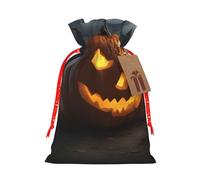 Halloween Pumpkin print Drawstring Gift Bag for Wedding Party Birthday Unique Present Bag Reusable Canvas Bag,1 Piece M