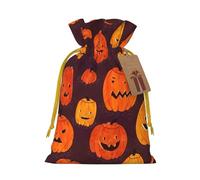 Halloween Pumpkin print Drawstring Gift Bag for Wedding Party Birthday Unique Present Bag Reusable Canvas Bag,1 Piece M