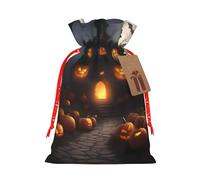Halloween Pumpkin print Drawstring Gift Bag for Wedding Party Birthday Unique Present Bag Reusable Canvas Bag,1 Piece S