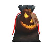 Halloween Pumpkin print Drawstring Gift Bag for Wedding Party Birthday Unique Present Bag Reusable Canvas Bag,1 Piece M