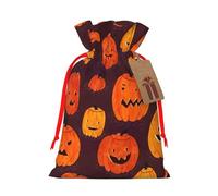 Halloween Pumpkin print Drawstring Gift Bag for Wedding Party Birthday Unique Present Bag Reusable Canvas Bag,1 Piece M