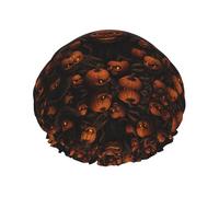 Halloween Pumpkin -Print Extra Large Waterproof Shower Cap-Double Layer Protection For Long/Curly Hair
