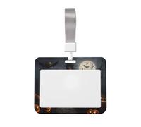 Halloween Pumpkin Print Horizontal Card Badge Holder Appropriate for Teachers Students Doctors Office Staff