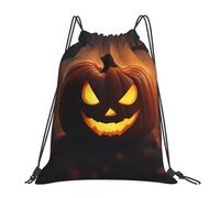 Halloween Pumpkin Print Men Women Gym Sack Durable Drawstring Backpack Waterproof Pe Bag For Football Sports Yoga