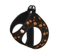 Halloween Pumpkin Print Small Dog Cat Pet Leash Vest Harness, Reflective Vest For Outdoor Walk Hike