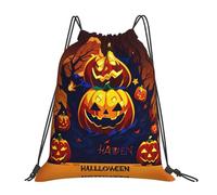 Halloween Pumpkin Print Unisex Pe Bag Foldable Drawstring Bag Large String Backpack For Travel Holidays Gym