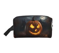 Halloween Pumpkin Printed Toiletry Storage Bag, Large Capacity Organizer Pouch for Power Bank and Cables Use