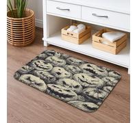 Halloween Pumpkin Quick Dry Bath Mat, Spooky Vintage Jack-O-Lantern Absorbent Non Slip Shower Mat, Decorative Flannel Washable Bath Rugs for Bathroom Toilet Restroom 20x32 Inch