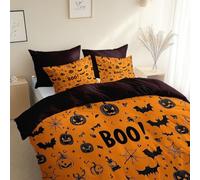 Halloween Pumpkin Reversible Duvet Cover Small Single Bedding Sets, Bordeaux Ultra Soft Easy Care Machine Washable Anti-Allergic 2 Pcs Bedding Set 120 x 150 cm