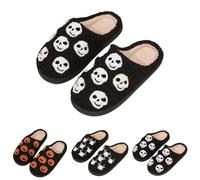 Halloween Pumpkin Ribbed Mule Slippers Ghost Slippers Women Spooky Spider Sliders Lovely Pattern Sliders Scary Festival Slipper For Autumn Winter Closed Toe Mules Slides Fluffy Warm Slides